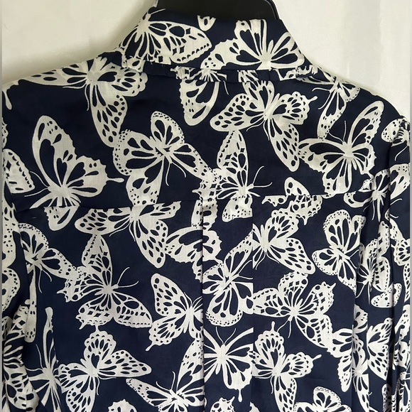 NWOT KATE SPADE NEW YORK Spring Flight Voile Shirt - Navy & White - Picture 4 of 5